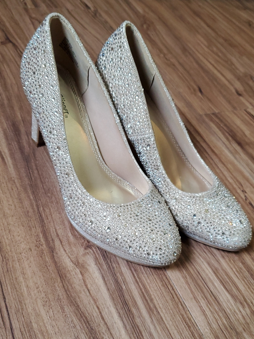 Embellished Nude Crystal Pumps for Women